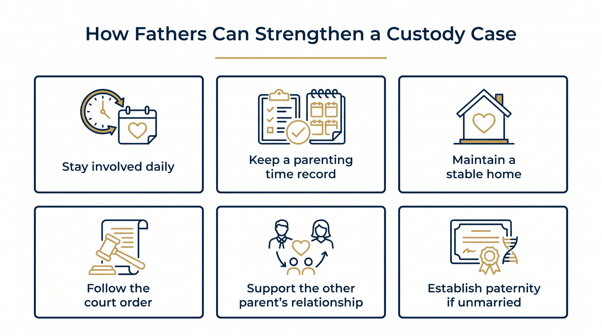 Infographic of how fathers can strengthen a Michigan custody case